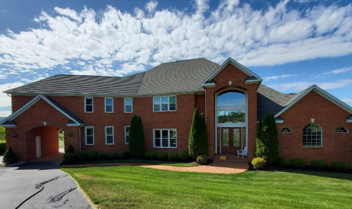 Suburban residential home and lawn, clean exterior